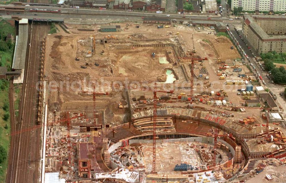 Berlin from above - Construction site of the velodrome at the Landsberger Allee by the OSB Sportstättenbauten