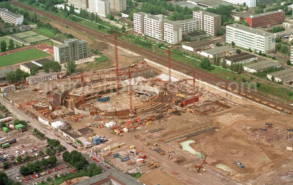 Berlin from the bird's eye view: Construction site of the velodrome at the Landsberger Allee by the OSB Sportstättenbauten