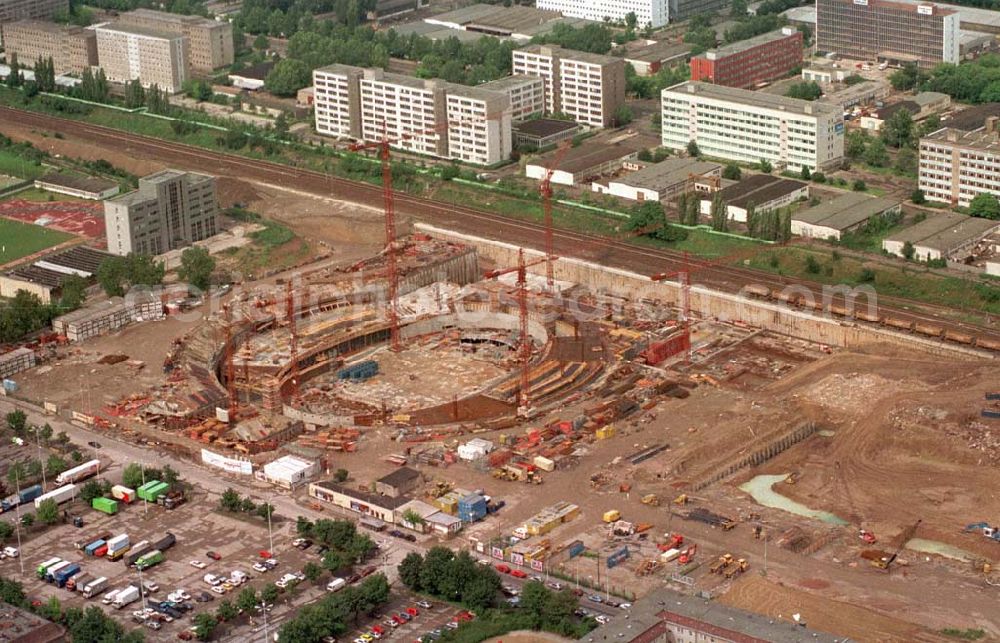 Aerial photograph Berlin - Construction site of the velodrome at the Landsberger Allee by the OSB Sportstättenbauten