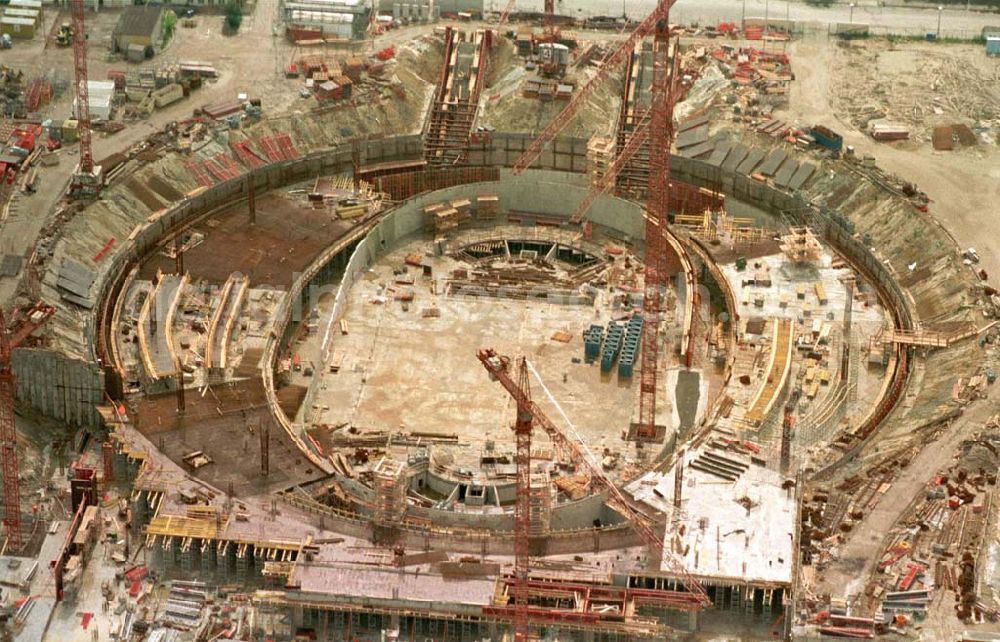 Berlin from above - Construction site of the velodrome at the Landsberger Allee by the OSB Sportstättenbauten