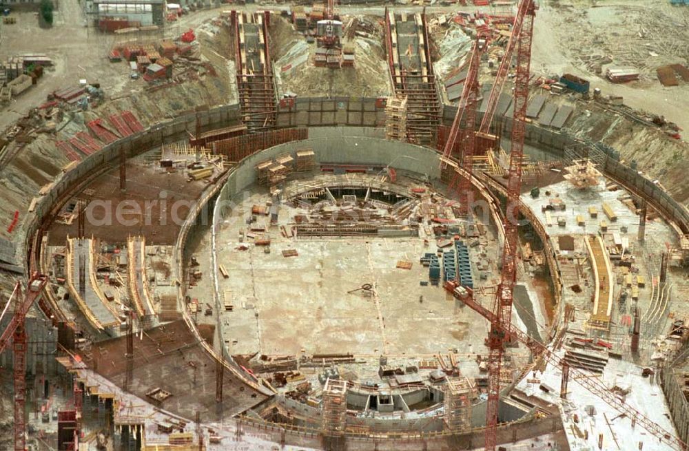 Berlin from the bird's eye view: Construction site of the velodrome at the Landsberger Allee by the OSB Sportstättenbauten