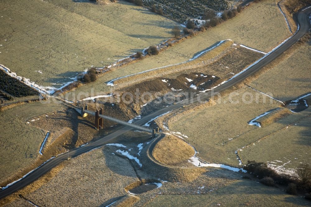 Aerial photograph Bestwig - View on construction sites and new bridges on the highway expansion of A44 in Bestwig in North Rhine-Westphalia