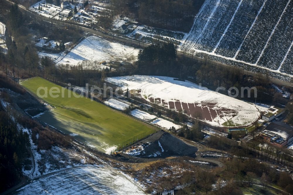 Bestwig from the bird's eye view: View on construction sites and new bridges on the highway expansion of A44 in Bestwig in North Rhine-Westphalia