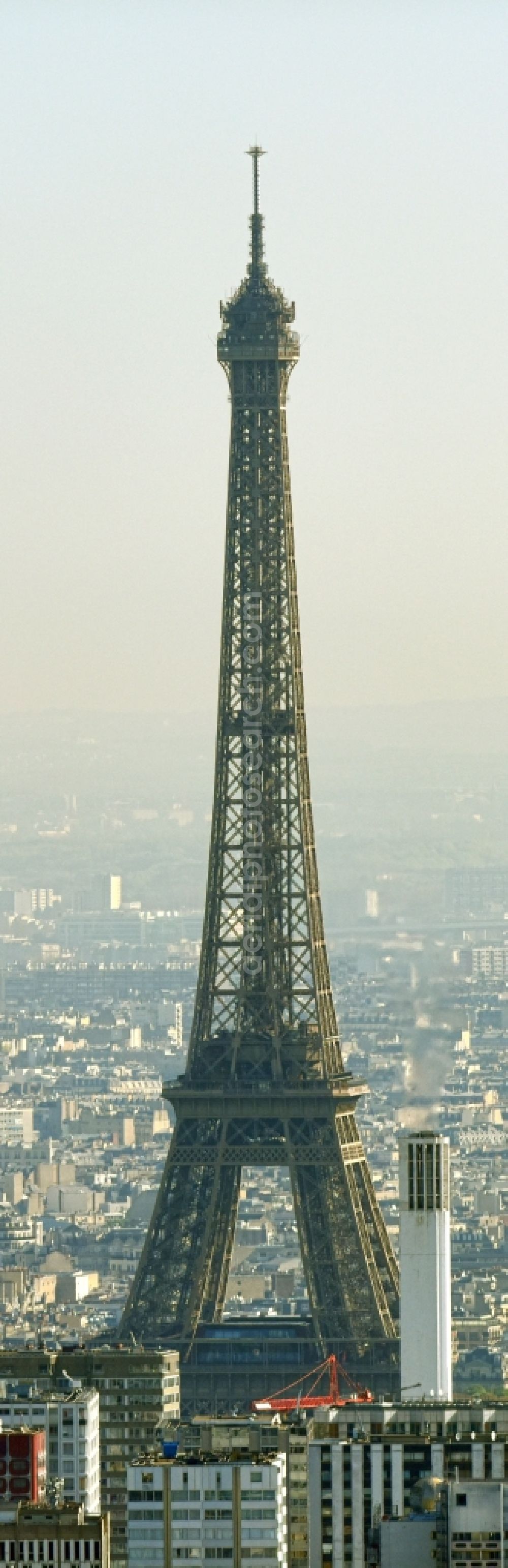 Aerial photograph Paris - View over skyscrapers in the Quartier de Grenelle over the Eiffel Tower Tour Eiffel in Paris in Ile-de-France, France