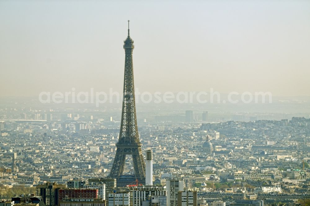 Paris from above - View over skyscrapers in the Quartier de Grenelle over the Eiffel Tower Tour Eiffel in Paris in Ile-de-France, France