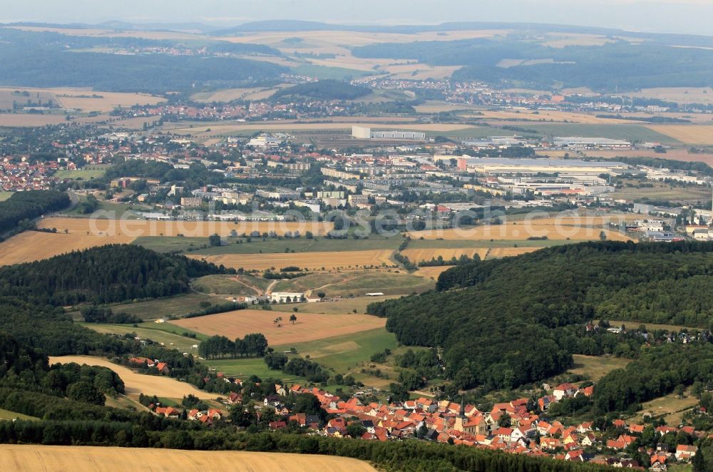 Aerial photograph Dingelstädt - View over the village Geisleden to the town Heiligenstadt in Thuringia