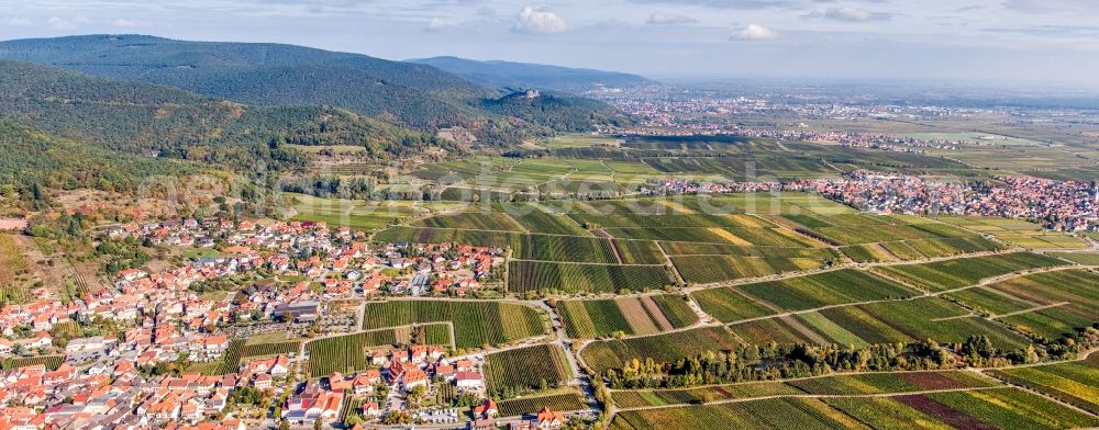 Aerial photograph Sankt Martin - Village - view on the edge of the rhine valley and wineyards in Sankt Martin in the state Rhineland-Palatinate, Germany