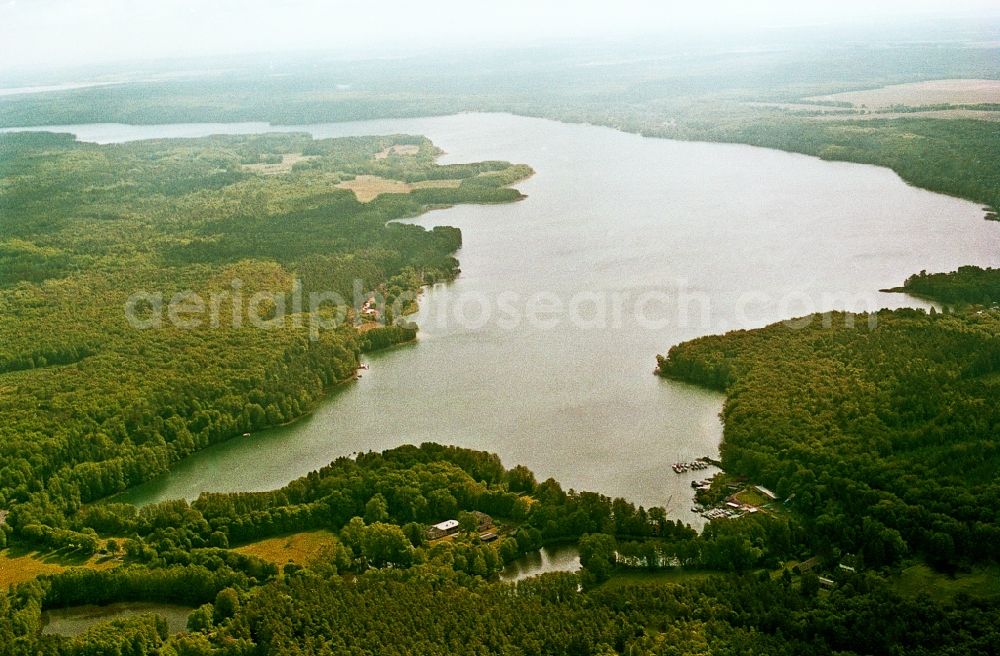 Aerial image Schorfheide - View over the direction of Werbellinsee Wildau in Schorfheide in Brandenburg. The Werbellinsee is located in the north of the Brandenburg Barnim district, in the Schorfheide-Chorin