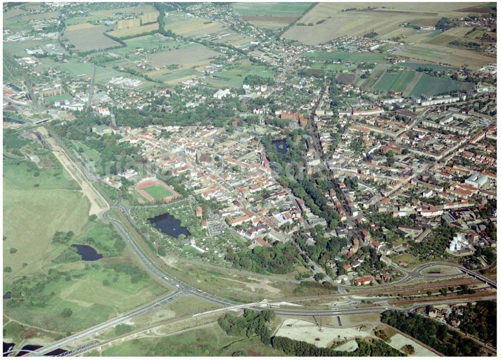 Aerial photograph Wittenberg - Bau der Ortsumgehungsstraße B2 / B 187 südöstlich in Wittenberg an der Elbe. Projektsteuerung: Schüßler-Plan Ingenieurgesellschaft für Bau- und Verkehrswegeplanung mbH.