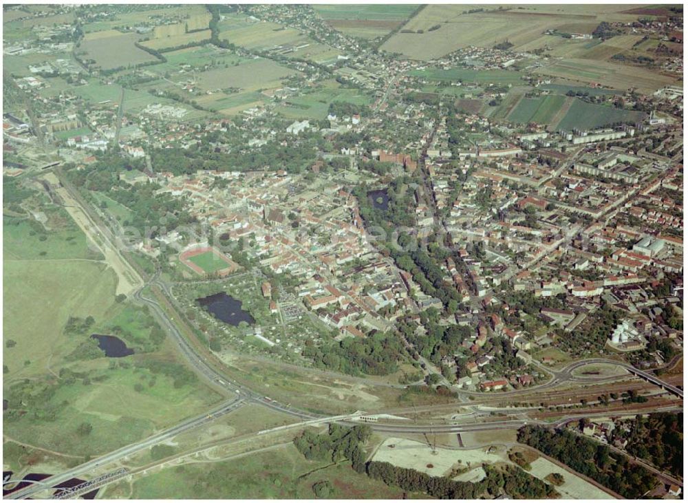 Wittenberg from the bird's eye view: Bau der Ortsumgehungsstraße B2 / B 187 südöstlich in Wittenberg an der Elbe. Projektsteuerung: Schüßler-Plan Ingenieurgesellschaft für Bau- und Verkehrswegeplanung mbH.