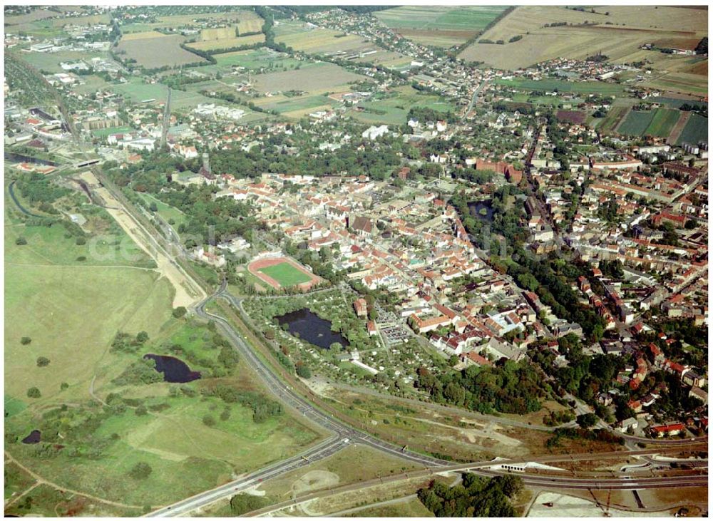 Wittenberg from above - Bau der Ortsumgehungsstraße B2 / B 187 südöstlich in Wittenberg an der Elbe. Projektsteuerung: Schüßler-Plan Ingenieurgesellschaft für Bau- und Verkehrswegeplanung mbH.