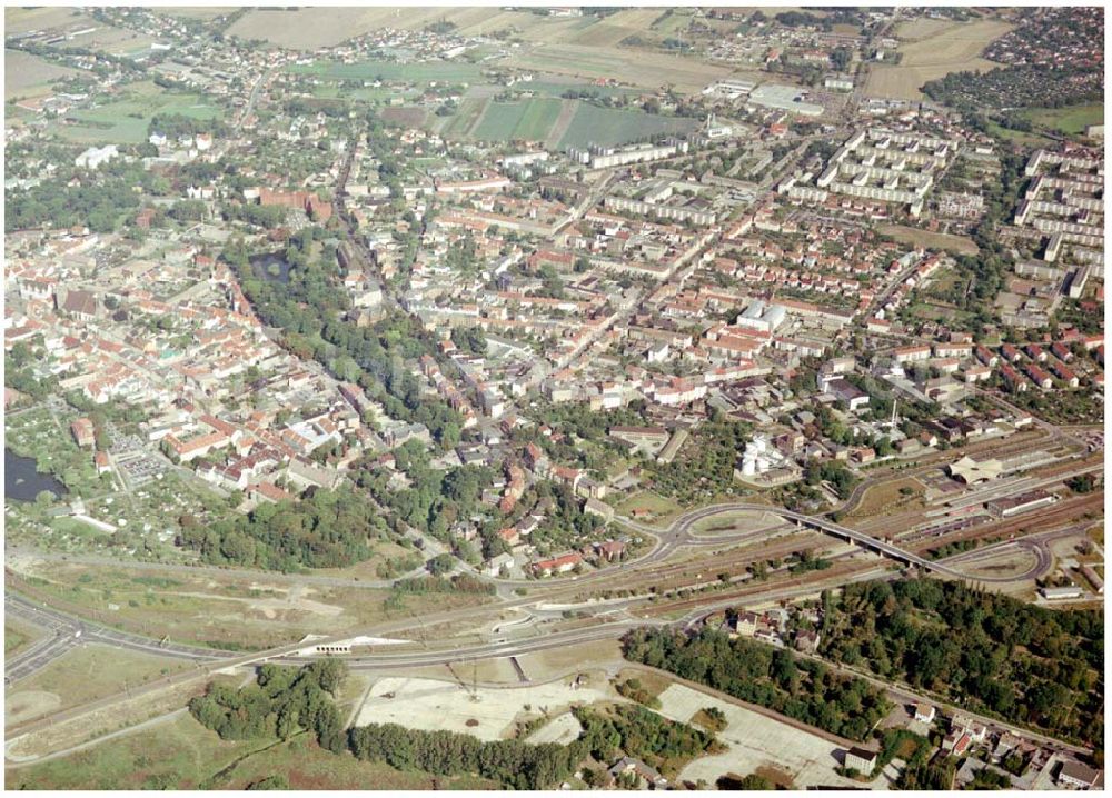 Wittenberg from the bird's eye view: Bau der Ortsumgehungsstraße B2 / B 187 südöstlich in Wittenberg an der Elbe. Projektsteuerung: Schüßler-Plan Ingenieurgesellschaft für Bau- und Verkehrswegeplanung mbH.