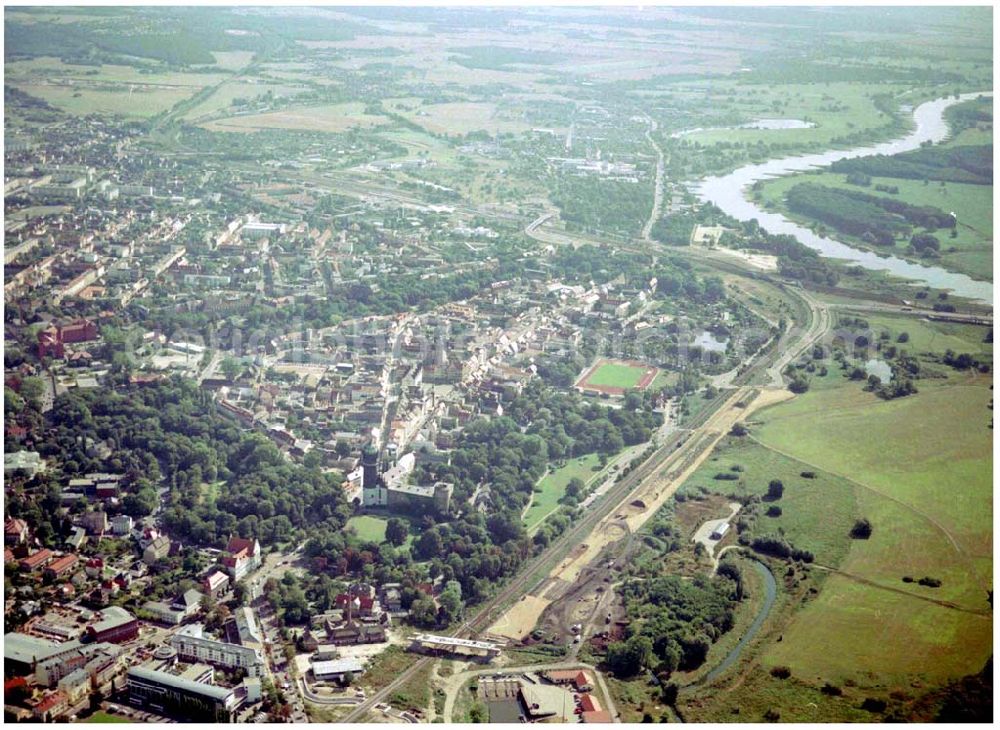 Aerial photograph Wittenberg - Bau der Ortsumgehungsstraße B2 / B 187 südöstlich in Wittenberg an der Elbe. Projektsteuerung: Schüßler-Plan Ingenieurgesellschaft für Bau- und Verkehrswegeplanung mbH.