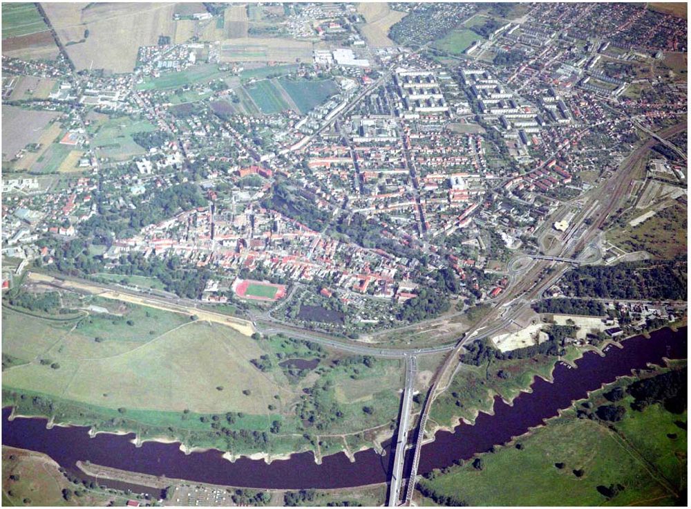 Aerial image Wittenberg - Bau der Ortsumgehungsstraße B2 / B 187 südöstlich in Wittenberg an der Elbe. Projektsteuerung: Schüßler-Plan Ingenieurgesellschaft für Bau- und Verkehrswegeplanung mbH.