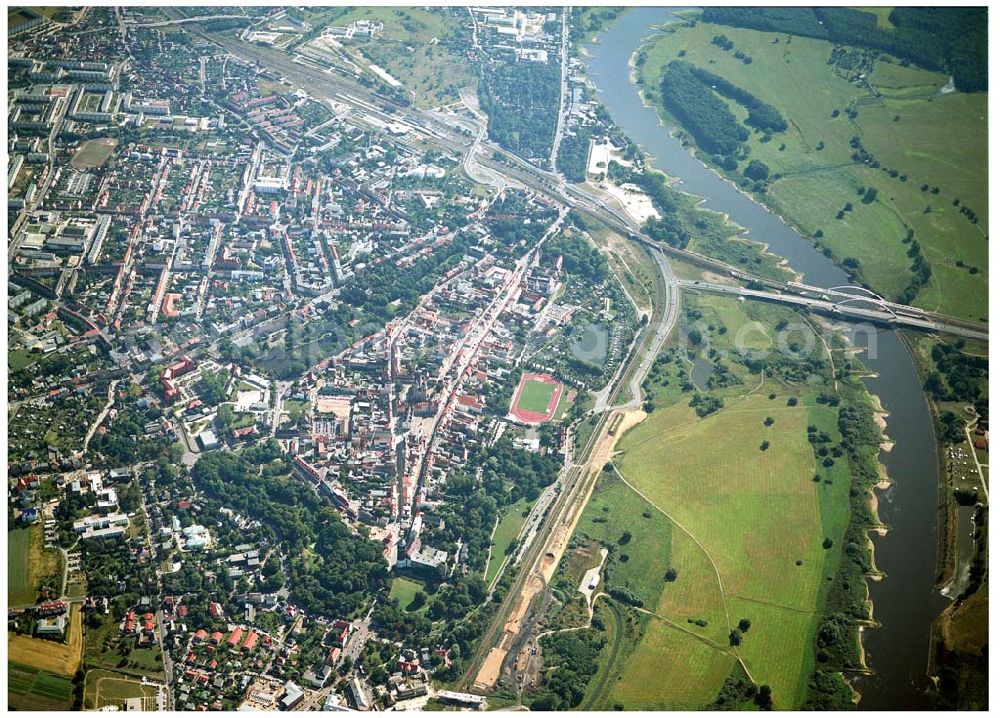 Wittenberg from the bird's eye view: Bau der Ortsumgehungsstraße B2 / B 187 südöstlich in Wittenberg an der Elbe. Projektsteuerung: Schüßler-Plan Ingenieurgesellschaft für Bau- und Verkehrswegeplanung mbH.