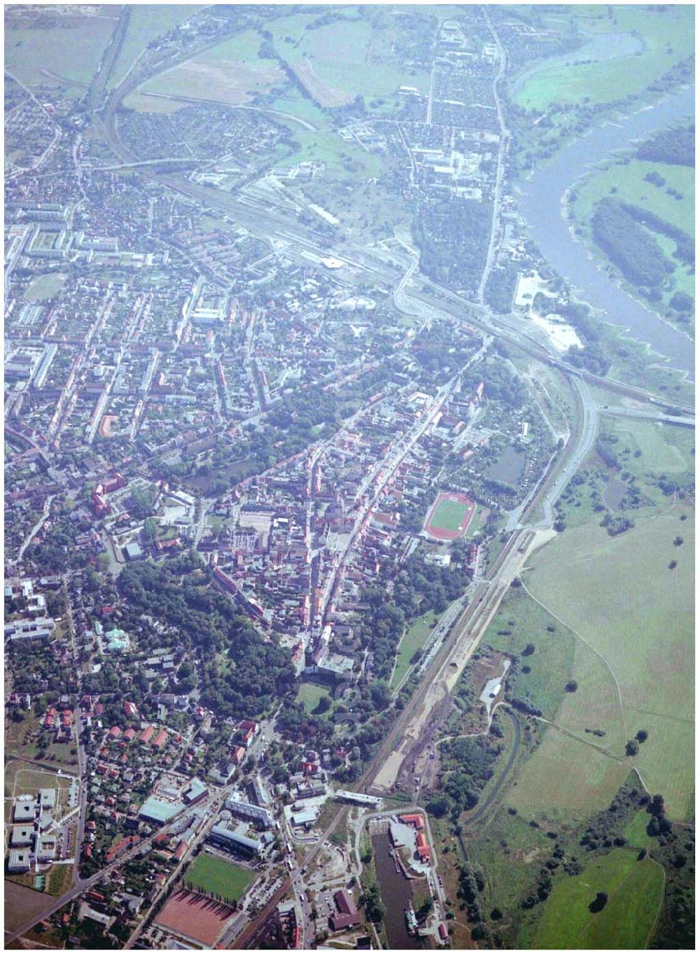 Aerial image Wittenberg - Bau der Ortsumgehungsstraße B2 / B 187 südöstlich in Wittenberg an der Elbe. Projektsteuerung: Schüßler-Plan Ingenieurgesellschaft für Bau- und Verkehrswegeplanung mbH.