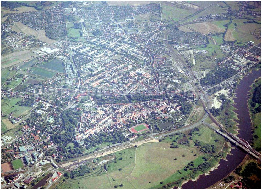 Wittenberg from above - Bau der Ortsumgehungsstraße B2 / B 187 südöstlich in Wittenberg an der Elbe. Projektsteuerung: Schüßler-Plan Ingenieurgesellschaft für Bau- und Verkehrswegeplanung mbH.