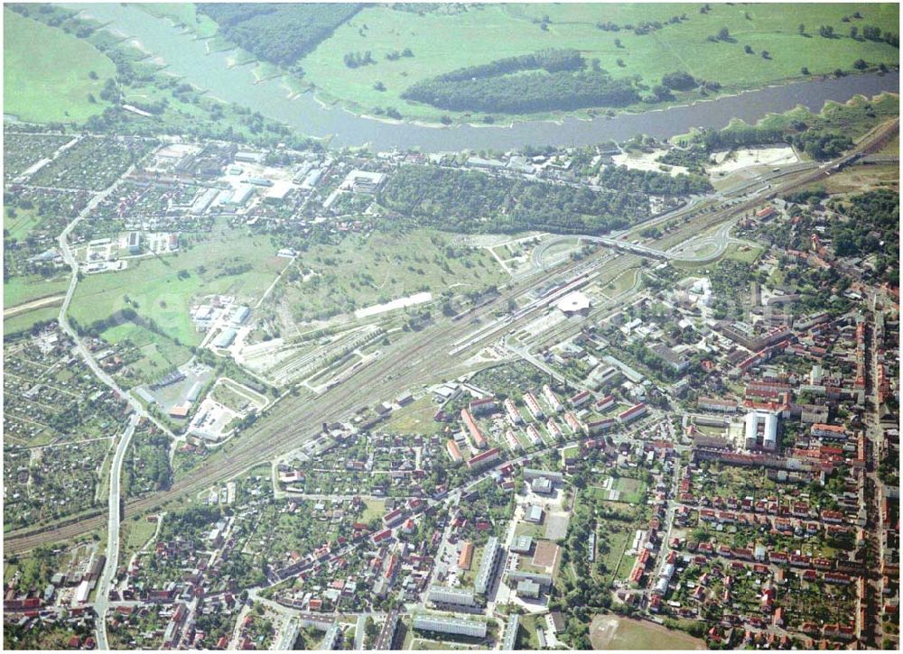 Wittenberg from the bird's eye view: Bau der Ortsumgehungsstraße B2 / B 187 südöstlich in Wittenberg an der Elbe. Projektsteuerung: Schüßler-Plan Ingenieurgesellschaft für Bau- und Verkehrswegeplanung mbH.