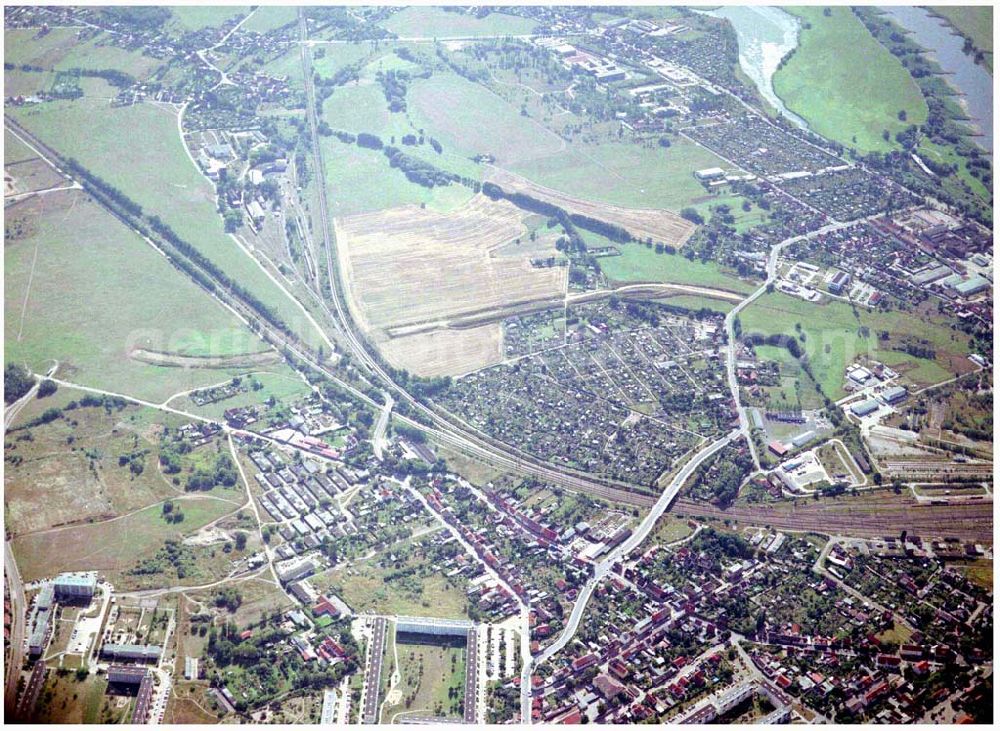 Aerial image Wittenberg - Bau der Ortsumgehungsstraße B2 / B 187 südöstlich in Wittenberg an der Elbe. Projektsteuerung: Schüßler-Plan Ingenieurgesellschaft für Bau- und Verkehrswegeplanung mbH.