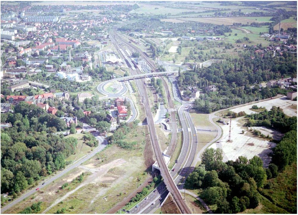 Wittenberg from above - Bau der Ortsumgehungsstraße B2 / B 187 südöstlich in Wittenberg an der Elbe. Projektsteuerung: Schüßler-Plan Ingenieurgesellschaft für Bau- und Verkehrswegeplanung mbH.