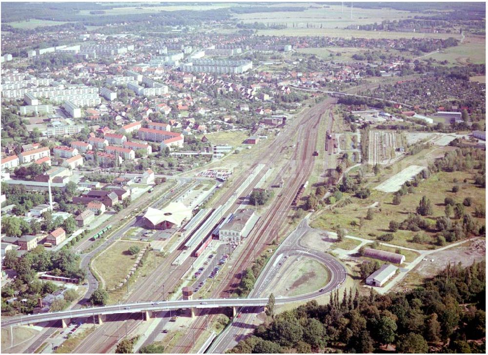 Wittenberg from the bird's eye view: Bau der Ortsumgehungsstraße B2 / B 187 südöstlich in Wittenberg an der Elbe. Projektsteuerung: Schüßler-Plan Ingenieurgesellschaft für Bau- und Verkehrswegeplanung mbH.