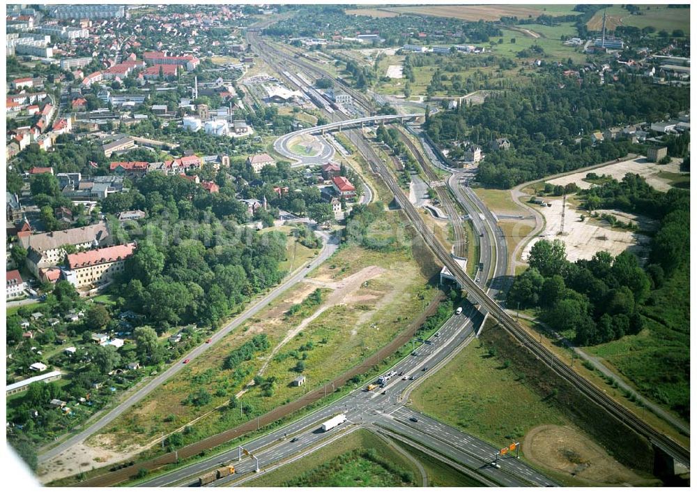 Wittenberg from the bird's eye view: Bau der Ortsumgehungsstraße B2 / B 187 südöstlich in Wittenberg an der Elbe. Projektsteuerung: Schüßler-Plan Ingenieurgesellschaft für Bau- und Verkehrswegeplanung mbH.