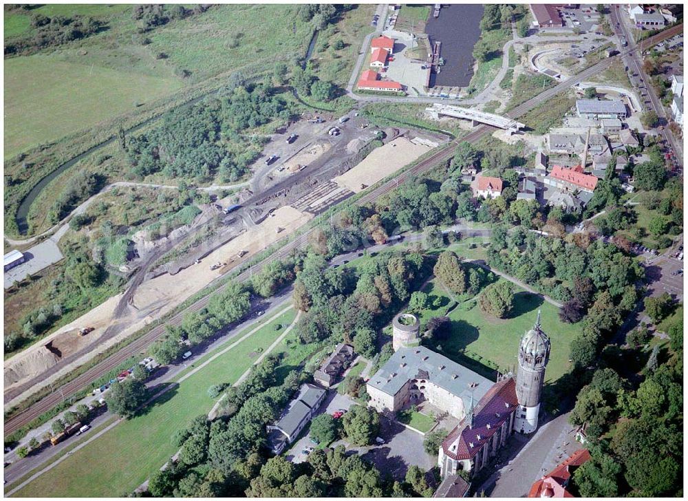 Aerial image Wittenberg - Bau der Ortsumgehungsstraße B2 / B 187 südöstlich in Wittenberg an der Elbe. Projektsteuerung: Schüßler-Plan Ingenieurgesellschaft für Bau- und Verkehrswegeplanung mbH.