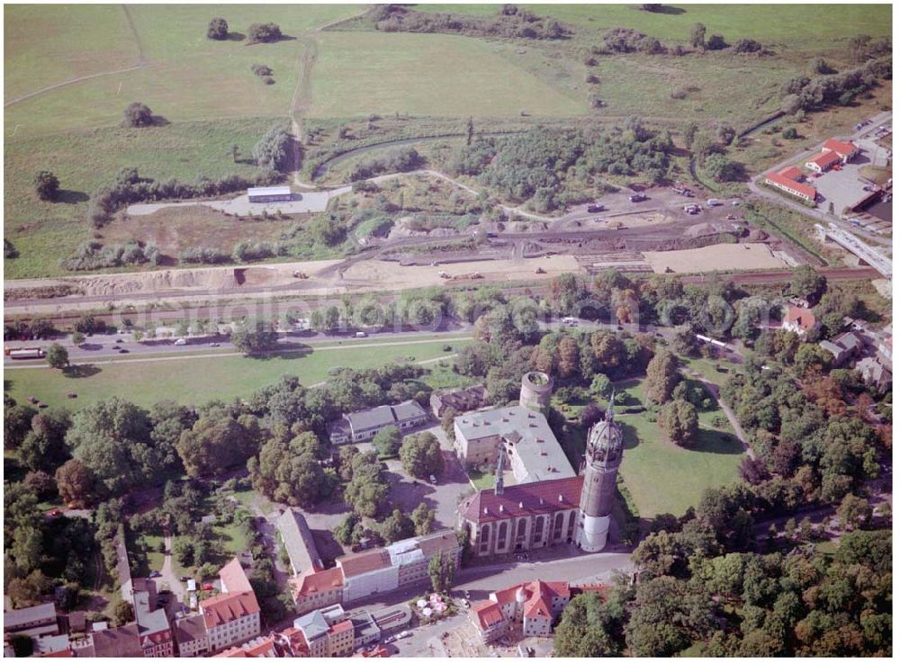 Aerial photograph Wittenberg - Bau der Ortsumgehungsstraße B2 / B 187 südöstlich in Wittenberg an der Elbe. Projektsteuerung: Schüßler-Plan Ingenieurgesellschaft für Bau- und Verkehrswegeplanung mbH.