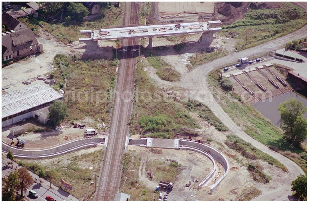 Aerial photograph Wittenberg - Bau der Ortsumgehungsstraße B2 / B 187 südöstlich in Wittenberg an der Elbe. Projektsteuerung: Schüßler-Plan Ingenieurgesellschaft für Bau- und Verkehrswegeplanung mbH.