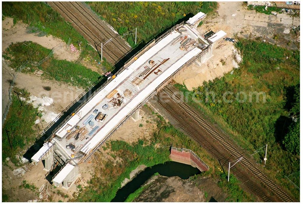 Aerial image Wittenberg - Bau der Ortsumgehungsstraße B2 / B 187 südöstlich in Wittenberg an der Elbe. Projektsteuerung: Schüßler-Plan Ingenieurgesellschaft für Bau- und Verkehrswegeplanung mbH.