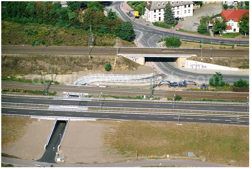 Wittenberg from the bird's eye view: Bau der Ortsumgehungsstraße B2 / B 187 südöstlich in Wittenberg an der Elbe. Projektsteuerung: Schüßler-Plan Ingenieurgesellschaft für Bau- und Verkehrswegeplanung mbH.