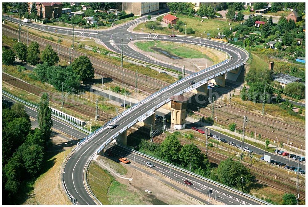 Wittenberg from the bird's eye view: Bau der Ortsumgehungsstraße B2 / B 187 südöstlich in Wittenberg an der Elbe. Projektsteuerung: Schüßler-Plan Ingenieurgesellschaft für Bau- und Verkehrswegeplanung mbH.