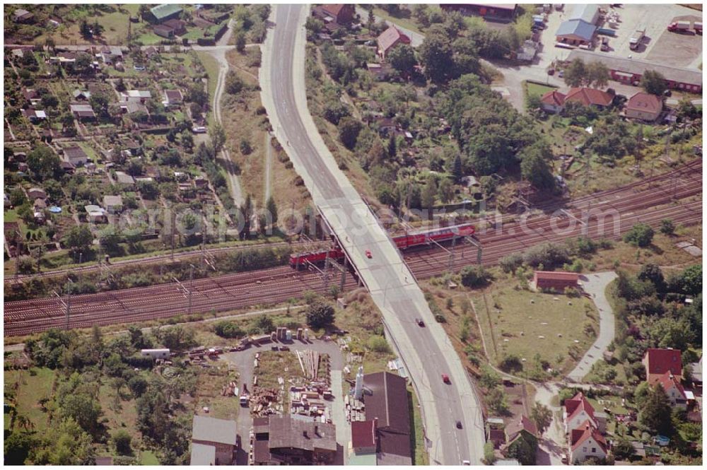 Wittenberg from the bird's eye view: Bau der Ortsumgehungsstraße B2 / B 187 südöstlich in Wittenberg an der Elbe. Projektsteuerung: Schüßler-Plan Ingenieurgesellschaft für Bau- und Verkehrswegeplanung mbH.