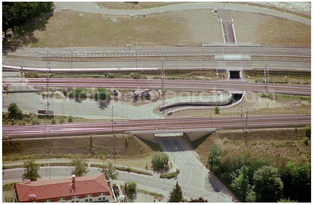 Wittenberg from the bird's eye view: Bau der Ortsumgehungsstraße B2 / B 187 südöstlich in Wittenberg an der Elbe. Projektsteuerung: Schüßler-Plan Ingenieurgesellschaft für Bau- und Verkehrswegeplanung mbH.