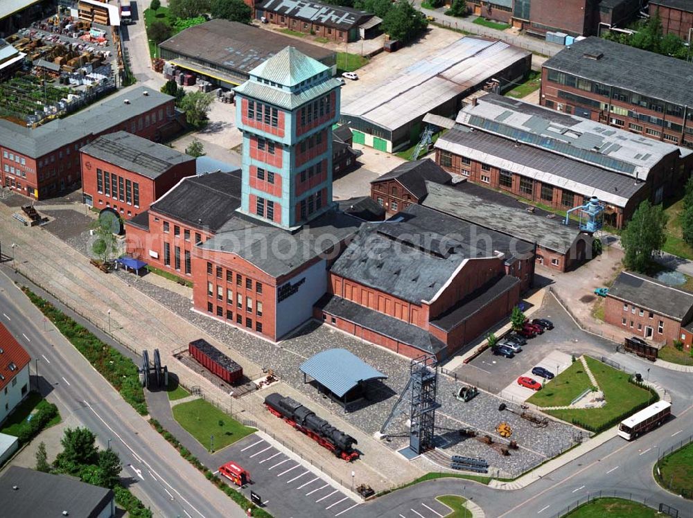 Aerial image Oelsnitz - Blick auf das Bergbaumuseum Oelsnitz/Erzgebirge Kontakt: Pflockenstraße, 09376 Oelsnitz/ Erzgebirge, info@bergbaumuseum-oelsnitz.de,