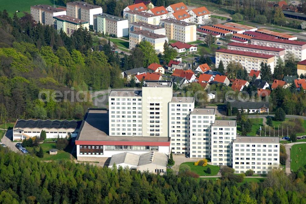 Friedrichroda (Thüringen) from above - Blick auf das Berghotel in der Bergstraße Friedrichroda im Thüringer Wald. Kontakt: