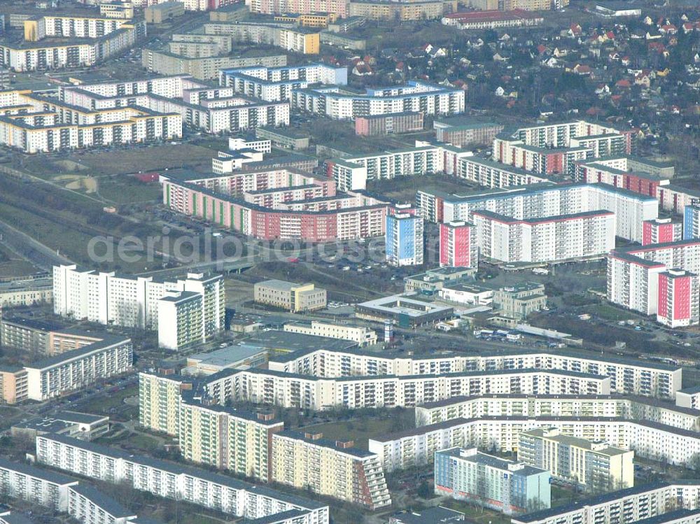 Aerial image Berlin Hellersdorf - Blick auf Berlin Hellersdorf am U-Bahnhof Kaulsdorf-Nord (Hellersdorferstraße)