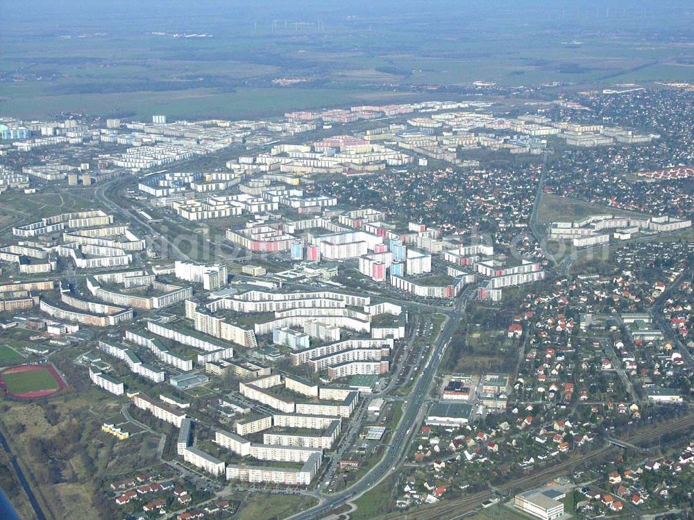 Aerial photograph Berlin Hellersdorf - Blick auf Berlin Hellersdorf am U-Bahnhof Kaulsdorf-Nord (Hellersdorferstraße)