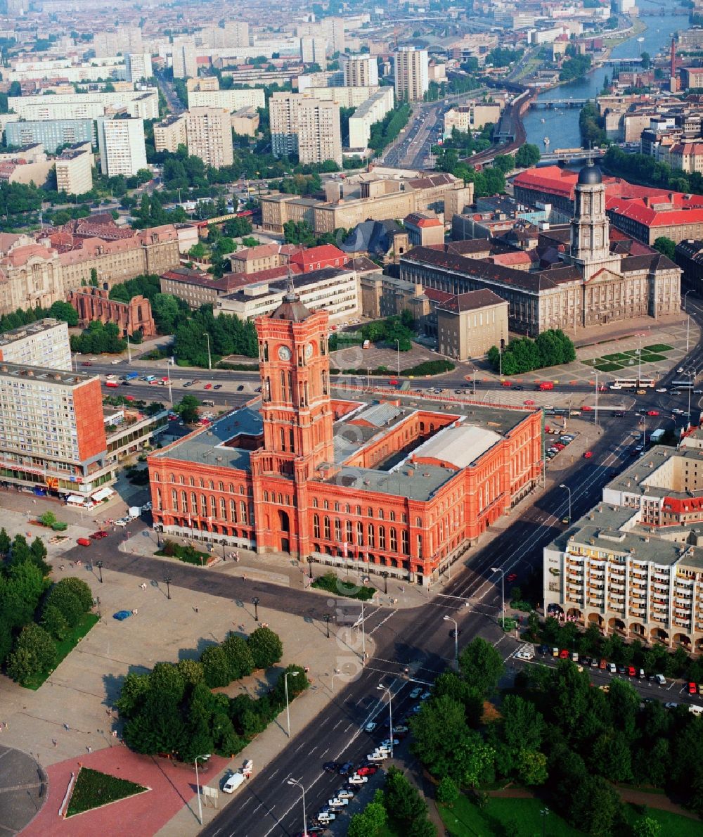 Aerial image Berlin Mitte - View of the Berliner Rathaus / Red Town Hall in Berlin Mitte