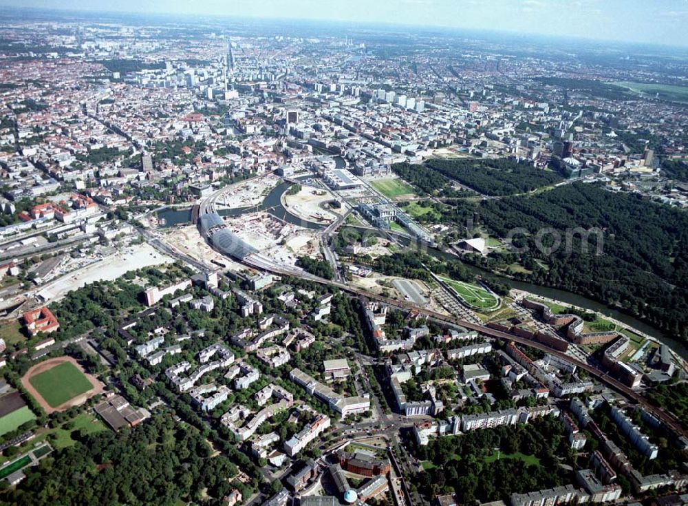 Aerial image Berlin - Moabit / Tiergarten - Blick auf den Berliner Spreebogen / Regierungsviertel von Südwesten (Moabit) her.