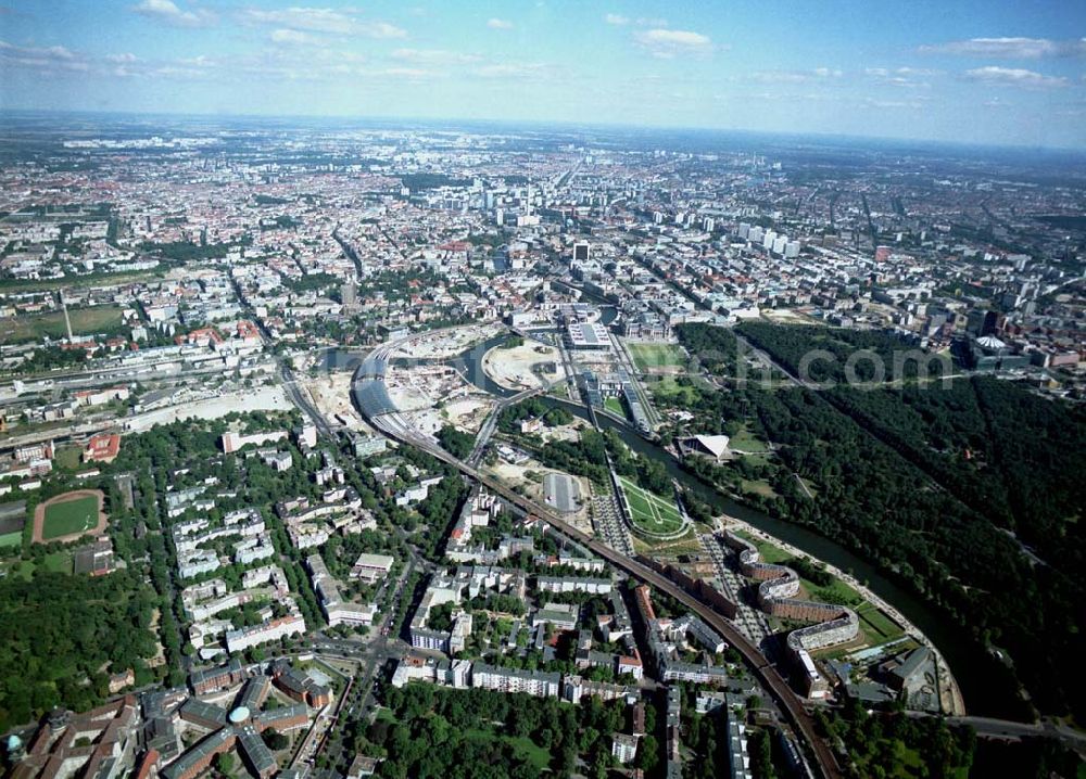 Aerial photograph Berlin - Moabit / Tiergarten - Blick auf den Berliner Spreebogen / Regierungsviertel von Südwesten (Moabit) her.