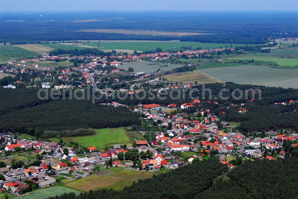 Aerial photograph Brück - ; Blick auf Brück OT Rottstock; Amt Brück:Ernst-Thälmann-Str.59; 14822 Brück; Telefon: 033844/ 620;