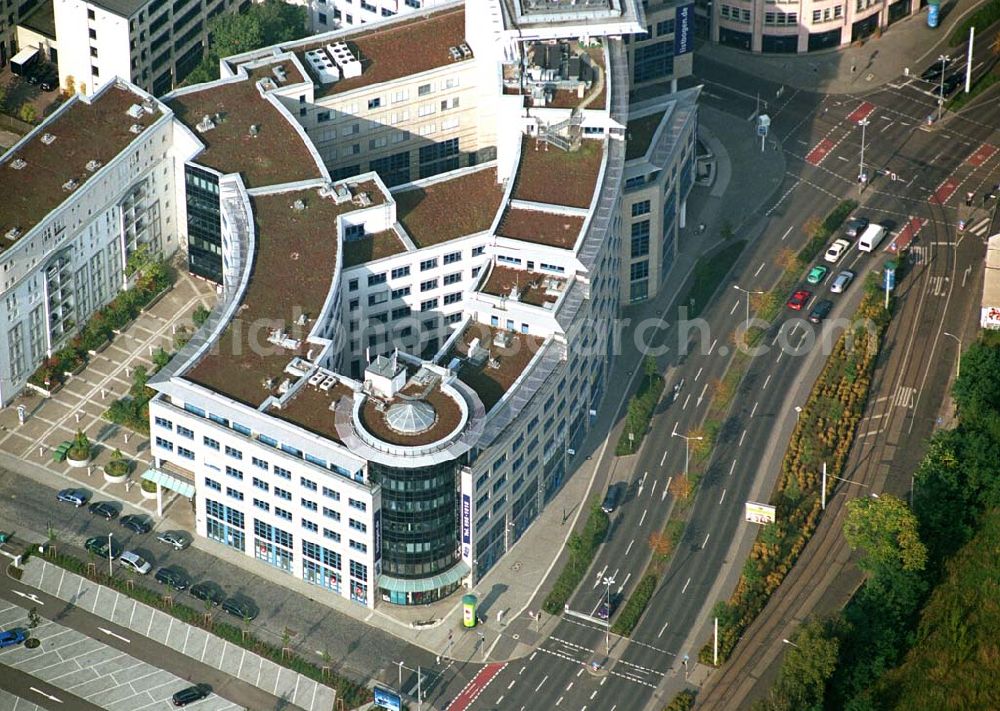 Aerial photograph Leipzig / Sachsen - Der Listbogen ist eine der besten Büro-Adressen in Leipzig. Nur ca. 800 Meter bis zum Hauptbahnhof und direkt an der B2 gelegen.HVB Immobilien AG; Geschäftsstelle Leipzig; Ludwig-Erhard-Straße 57; 04103 Leipzig; Simone-Angela Moosdorf; Tel. 0341-998-1018; Fax:0341998-1019