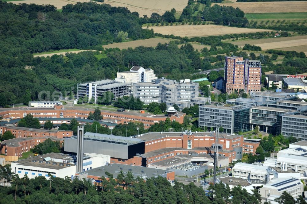 Aerial photograph Langen - View of the campus of the German Air Traffic Control as well as the Paul Ehrlich Institute in Langen in Hesse. The German Air Traffic Control (DFS) is the civil aviation administration of federal, led by the Federal Ministry of Transport, Building and Urban Development (BMVBS). DFS is currently building a technology center, which was designed by the architectural firm Brown Volleth and is scheduled for late 2014. The Paul-Ehrlich-Institut is the Federal Institute for Vaccines and biomedical drug