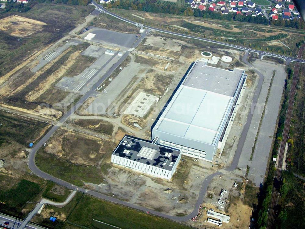 Frankfurt / Oder from the bird's eye view: Die gescheiterte Chip-Fabrik in Frankfurt/Oder. Brandenburg hatte sich mit 38 Millionen Dollar an der Betreibergesellschaft für die Fabrik beteiligt, auch der Chiphersteller Intel wollte ursprünglich 40 Millionen Euro investieren.