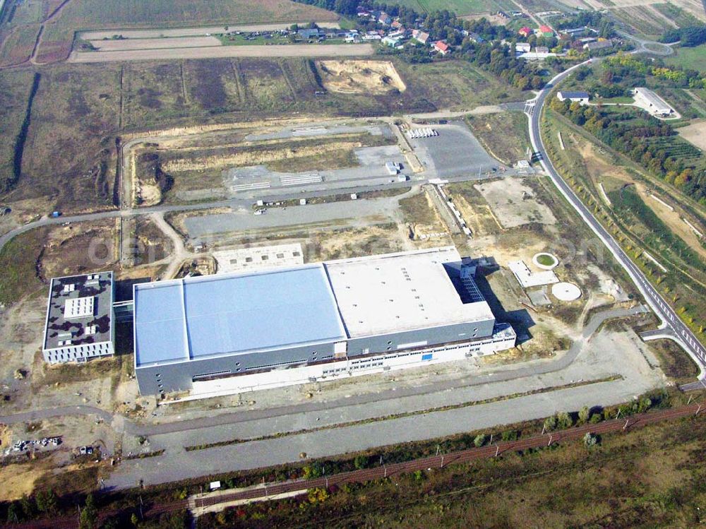 Aerial image Frankfurt / Oder - Die gescheiterte Chip-Fabrik in Frankfurt/Oder. Brandenburg hatte sich mit 38 Millionen Dollar an der Betreibergesellschaft für die Fabrik beteiligt, auch der Chiphersteller Intel wollte ursprünglich 40 Millionen Euro investieren.