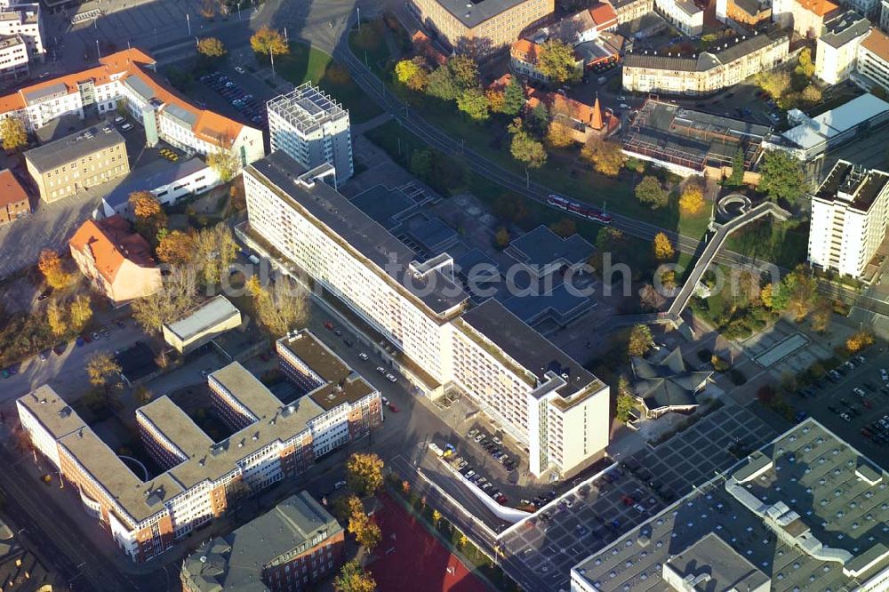 Aerial image Cottbus - 29.10.2005 Cottbus, Gelände der Cottbusser Innenstadt am Bereich der Bahnhofstraße, Karl-Liebknecht-Straße, Berliner Straße und Spremberger Straße. Planungsfläche für die Errrichtung der CITY-GALERIE der ECE-Projektmanagement GmbH Hamburg.