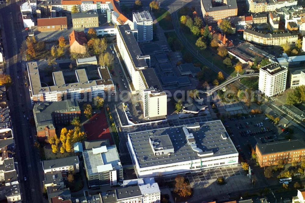 Aerial photograph Cottbus - 29.10.2005 Cottbus, Gelände der Cottbusser Innenstadt am Bereich der Bahnhofstraße, Karl-Liebknecht-Straße, Berliner Straße und Spremberger Straße. Planungsfläche für die Errrichtung der CITY-GALERIE der ECE-Projektmanagement GmbH Hamburg.