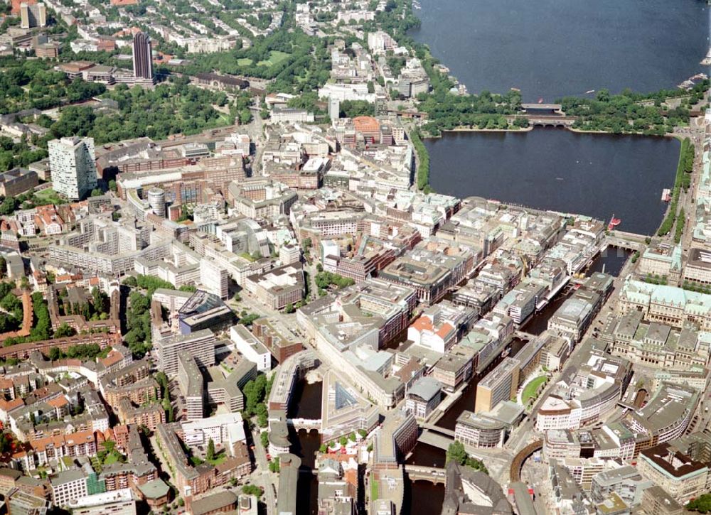 Hamburg from above - Blick auf den Citybereich an der Binnenalster in Hamburg.