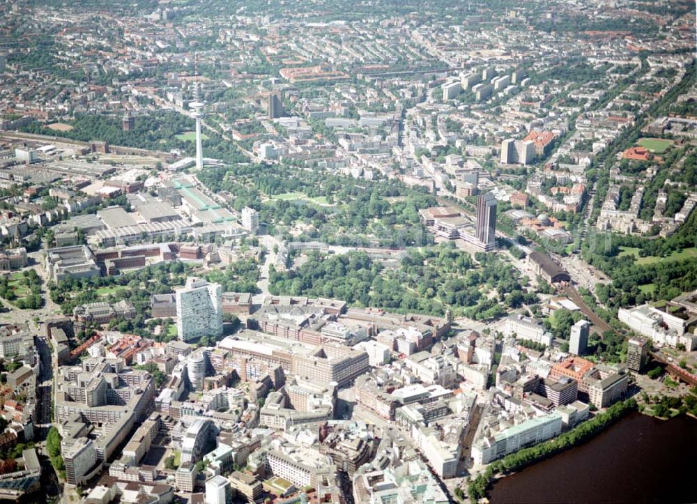 Aerial image Hamburg - Blick auf den Citybereich an der Binnenalster in Hamburg.